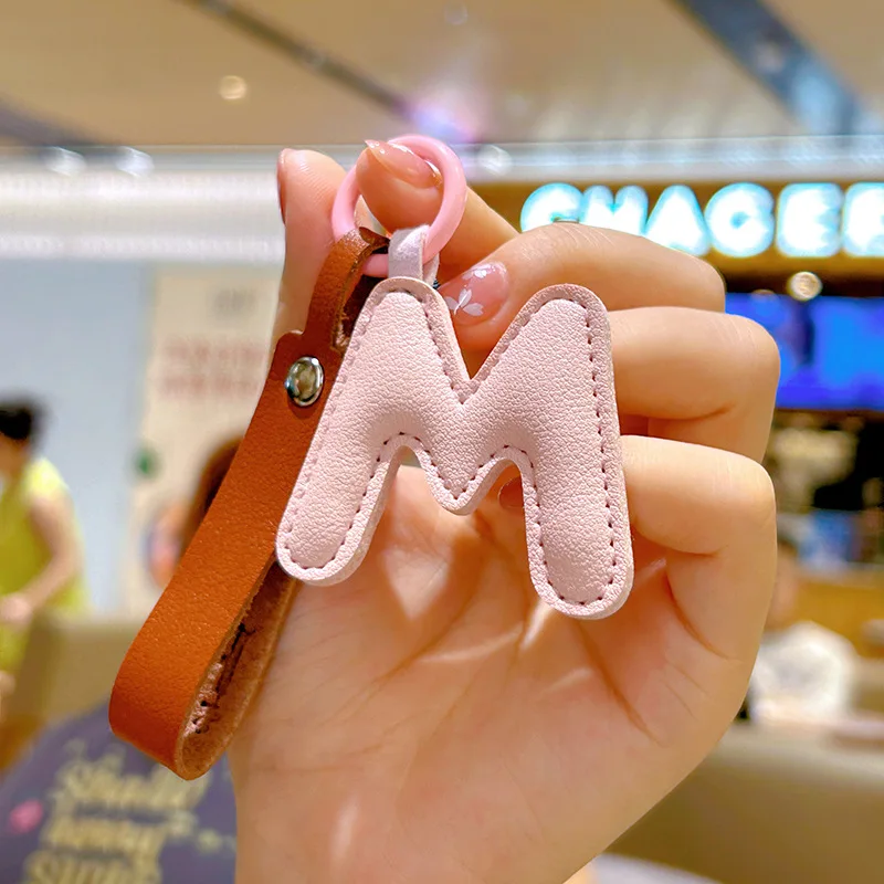 Monogram Keychain Leather - A sampai Z PU kulit huruf
