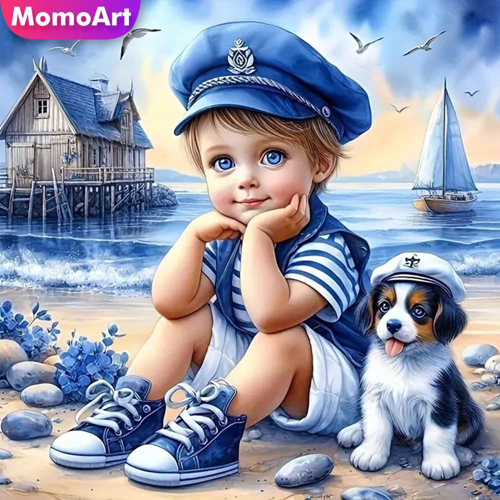 Photo Mosaic Print - Momoart lukisan berlian penuh anak laki-laki