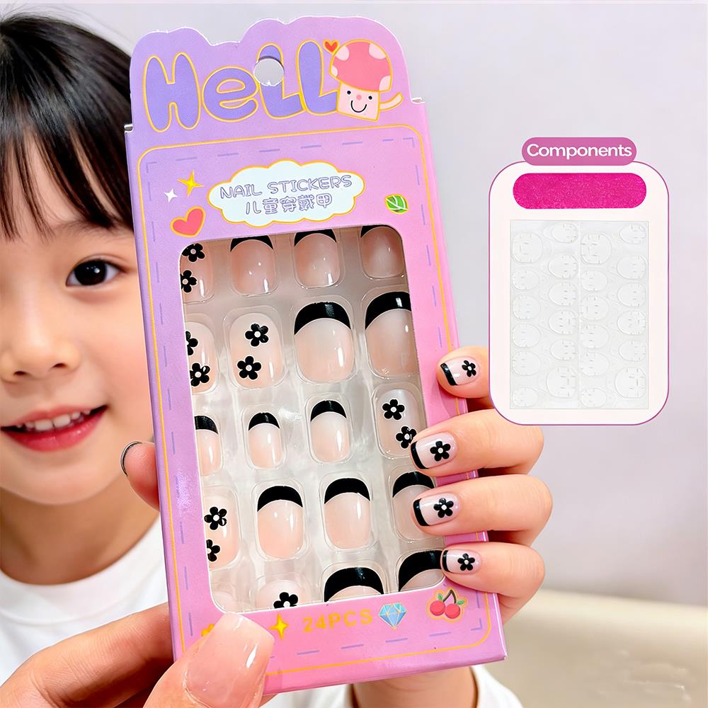 Pressed Flower Art - 24Pcs/Box Kuku Palsu Anak Motif Kartun