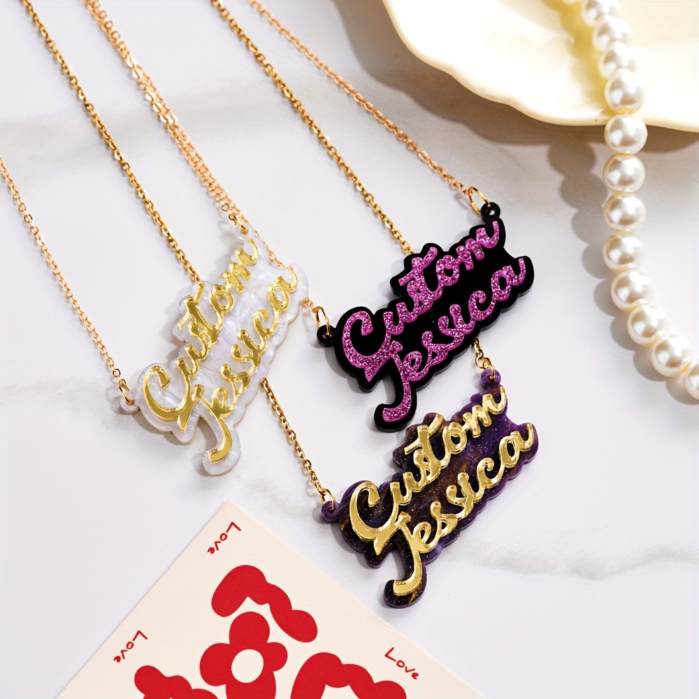 Name Necklace Custom - Kalung nama akrilik dua lapis yang