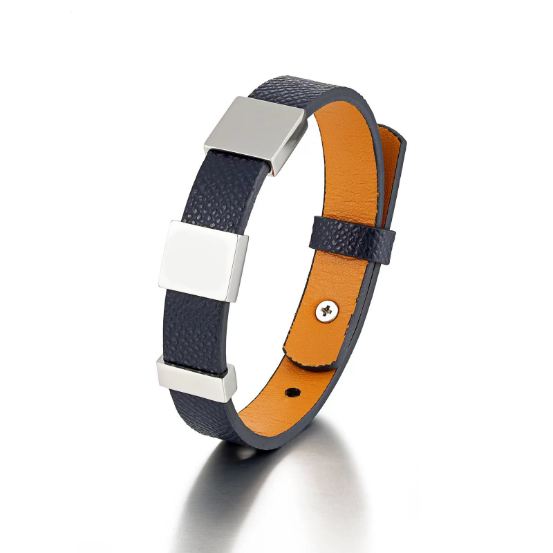 Coordinates Bracelet - Gelang kulit asli baja tahan karat