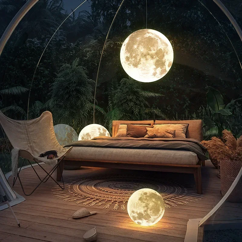Custom Night Sky - Lampu gantung bulan penuh kreatif Nordic,