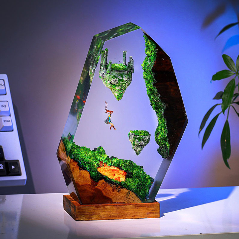 Custom Night Sky - Lampu Meja Resin Pemandangan Pulau Malam