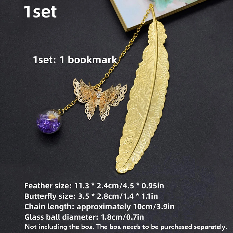 Dried Flower Bookmark - 1 Buah Pembatas Buku Logam Gaya