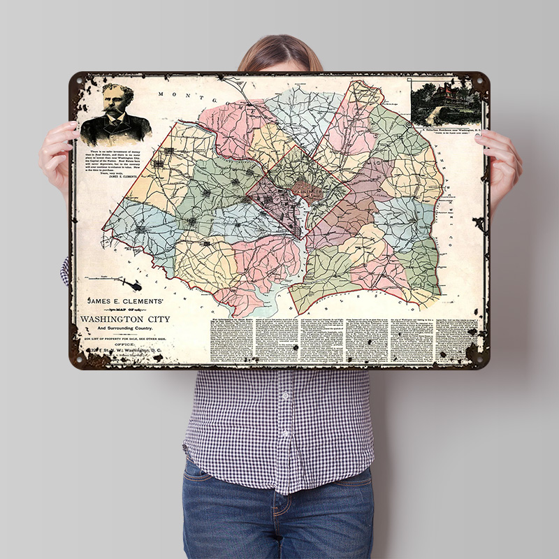 Custom Map Poster - Peta Kota Washington Poster Cetak Kustom