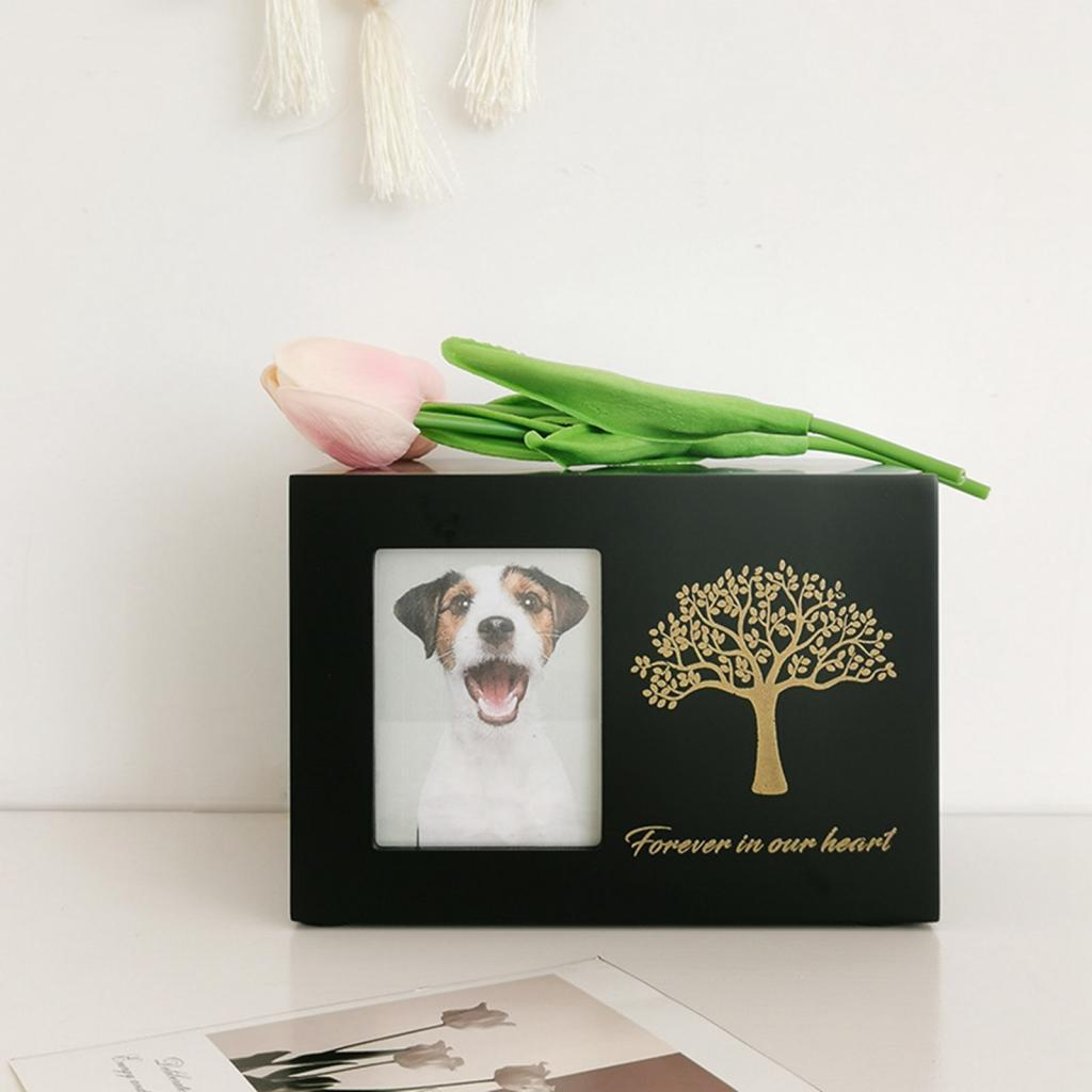 Engraved Wood Frame - Guci kremasi untuk anjing pemakaman dengan