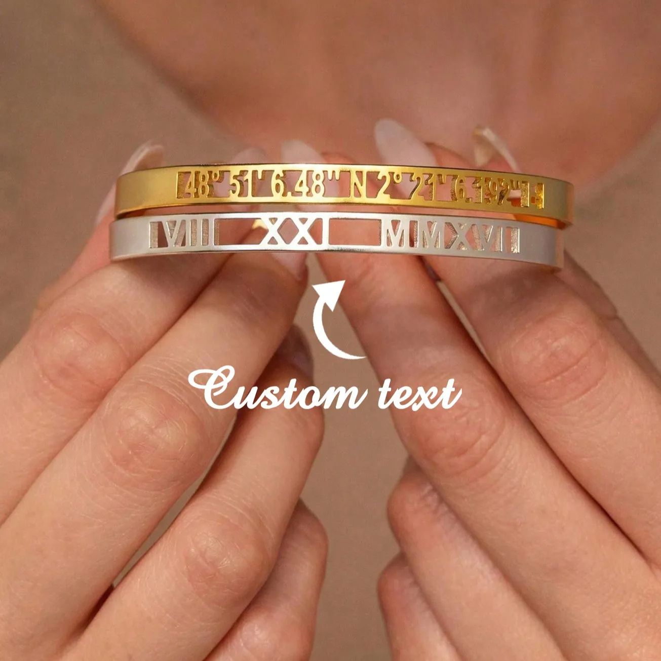 Coordinates Bracelet - Gelang manset baja tahan karat untuk