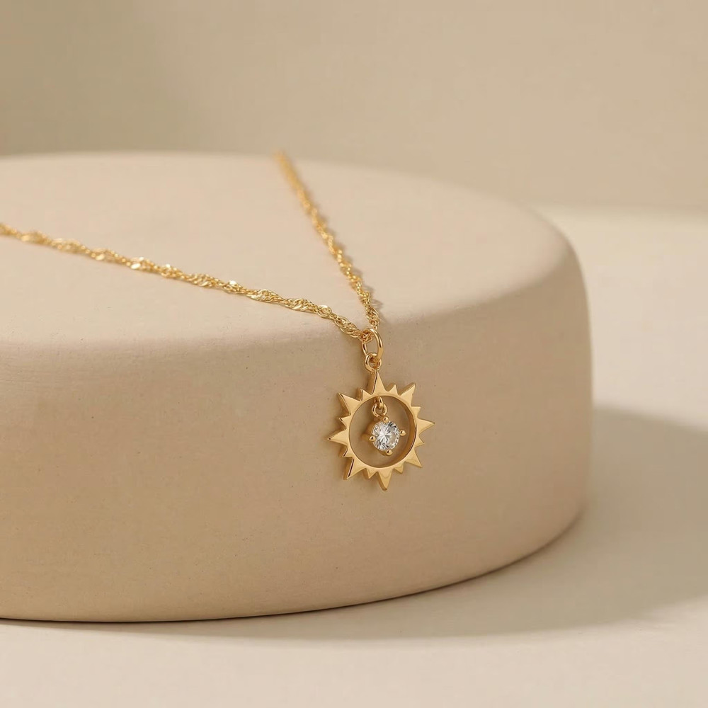 Birth Flower Necklace - Kalung Matahari Vintage Custom dari Baja