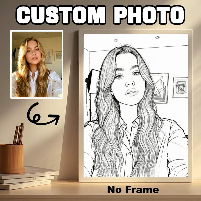 Custom Star Map - Poster Sketsa Hitam-Putih Kustom Kanvas Foto
