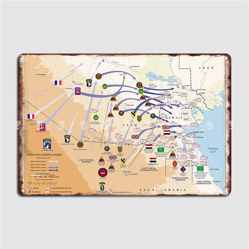 Custom Map Poster - Operasi Badai Gurun Peta Tanah Feb