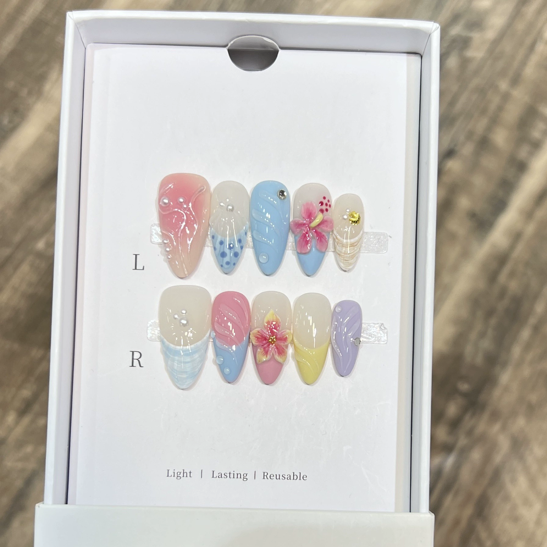 Pressed Flower Art - 10Pcs Kuku Palsu Warna Nude Susu