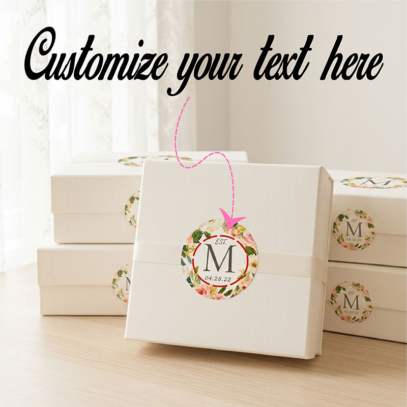 Personalized Name Box - Stiker Kustom Label Karangan Bunga Peony