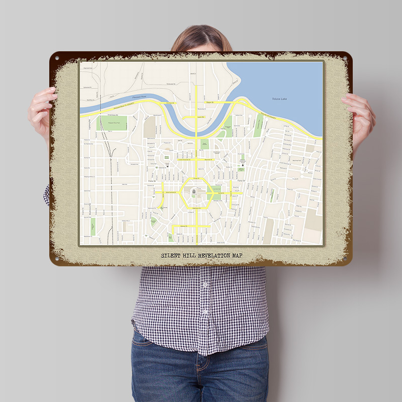 Poster Logam Peta Silent Hill  - Custom Map Poster ulasan dan harga