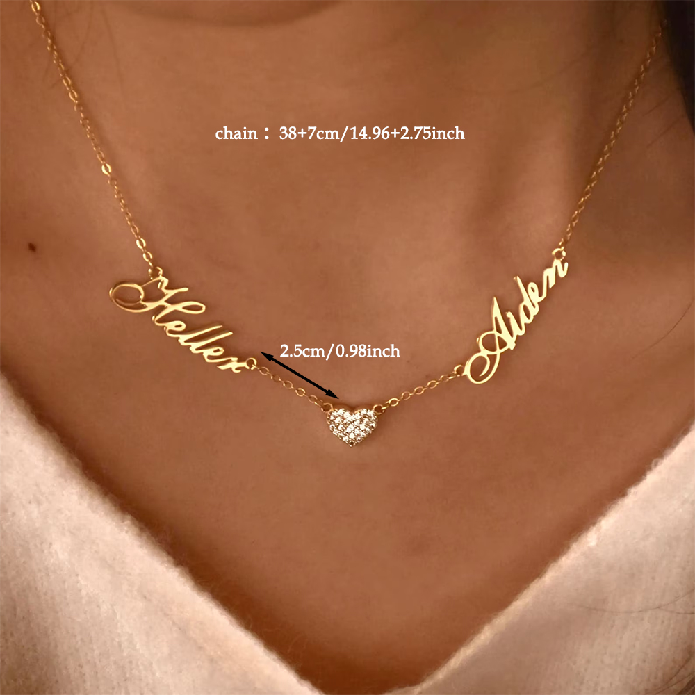 Kalung Dua Nama Kustom untuk W - Name Necklace Custom ulasan dan harga