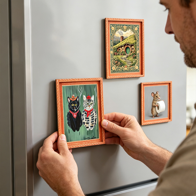 Bingkai Foto Magnet Kulkas Kay - Engraved Wood Frame ulasan dan harga