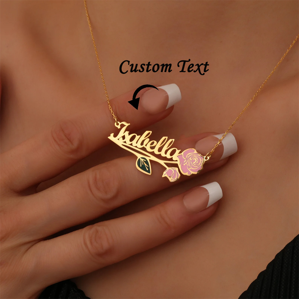Kalung Nama Bunga Kelahiran Wa - Name Necklace Custom ulasan dan harga