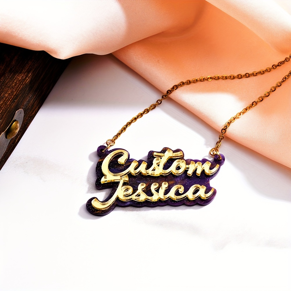 Kalung nama akrilik dua lapis  - Name Necklace Custom ulasan dan harga