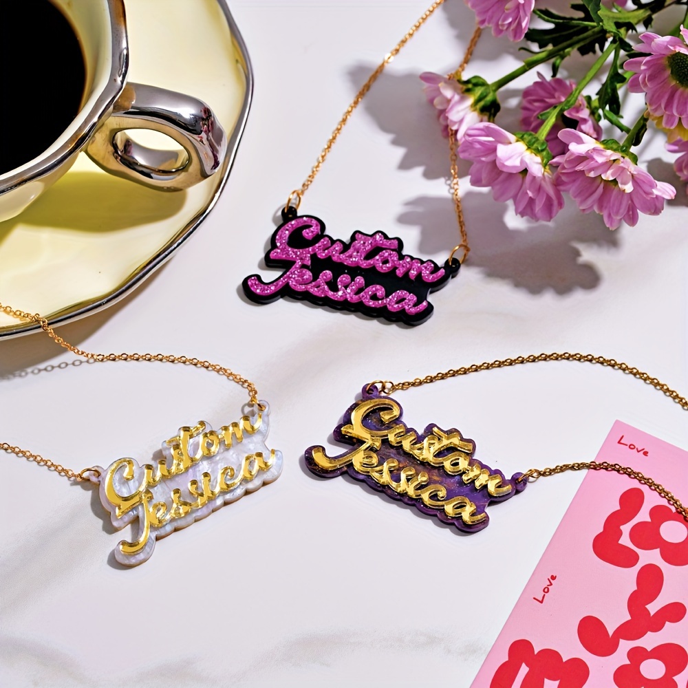 Kalung nama akrilik dua lapis  - Name Necklace Custom ulasan dan harga