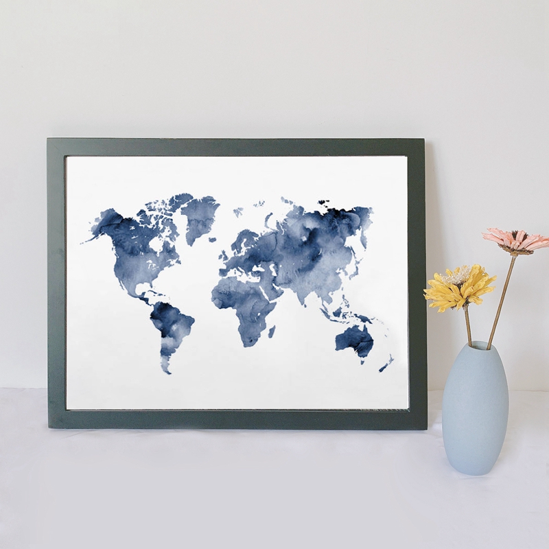 Biru Peta Dunia Cetak Peta Ang - Custom Star Map ulasan dan harga