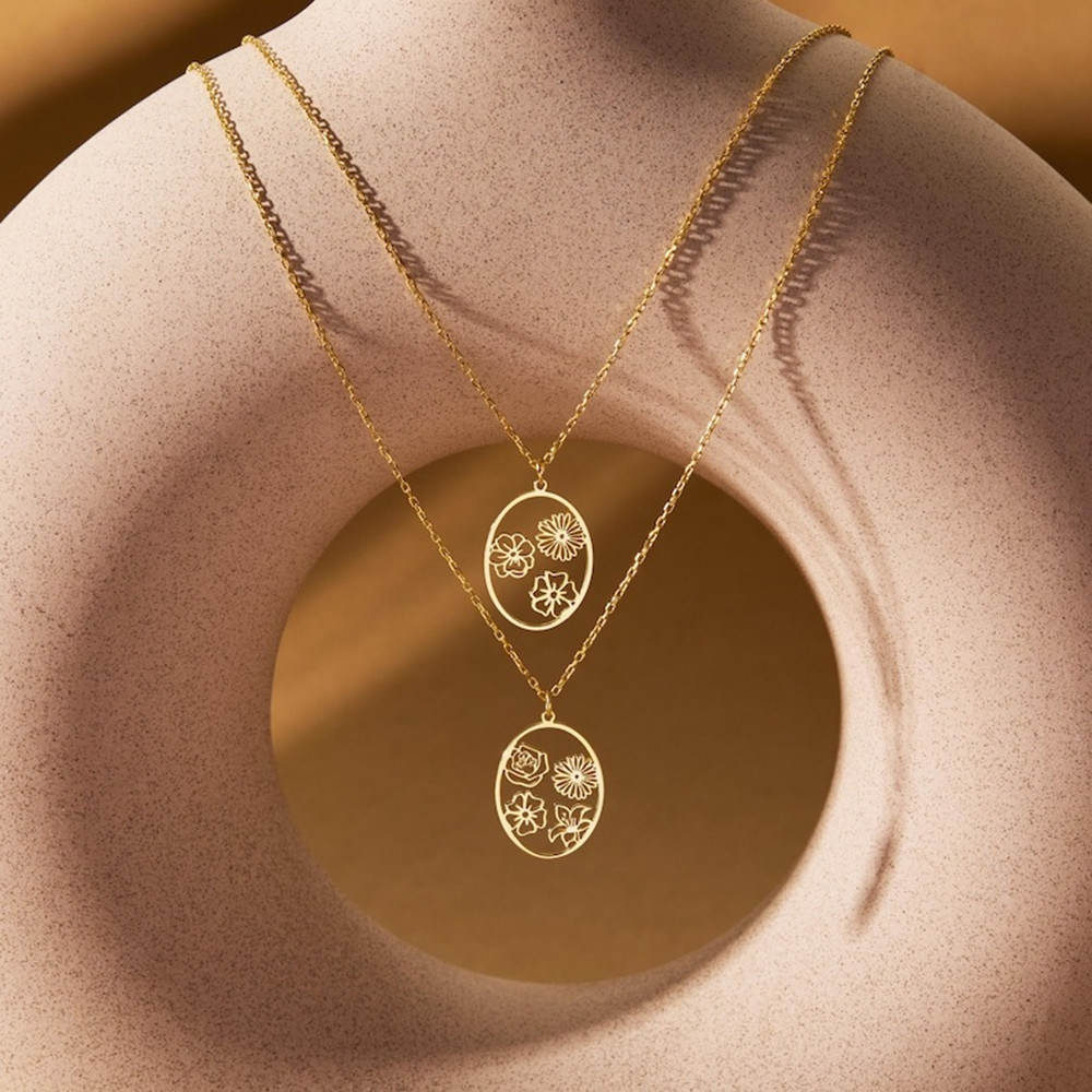 Kalung Bunga Kelahiran Kustom, - Birth Flower Necklace ulasan dan harga