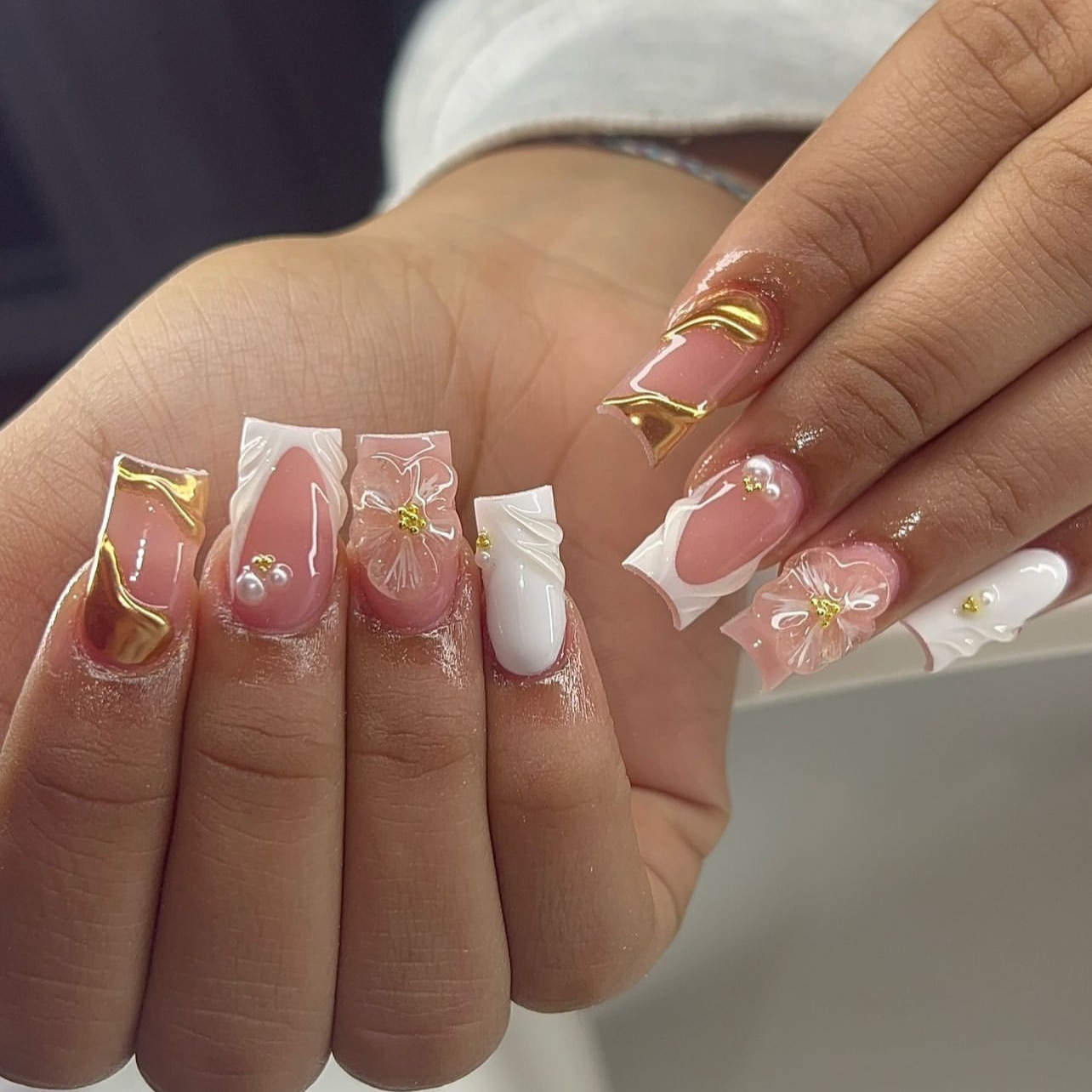 Kuku palsu persegi sedang mani - Pressed Flower Art ulasan dan harga