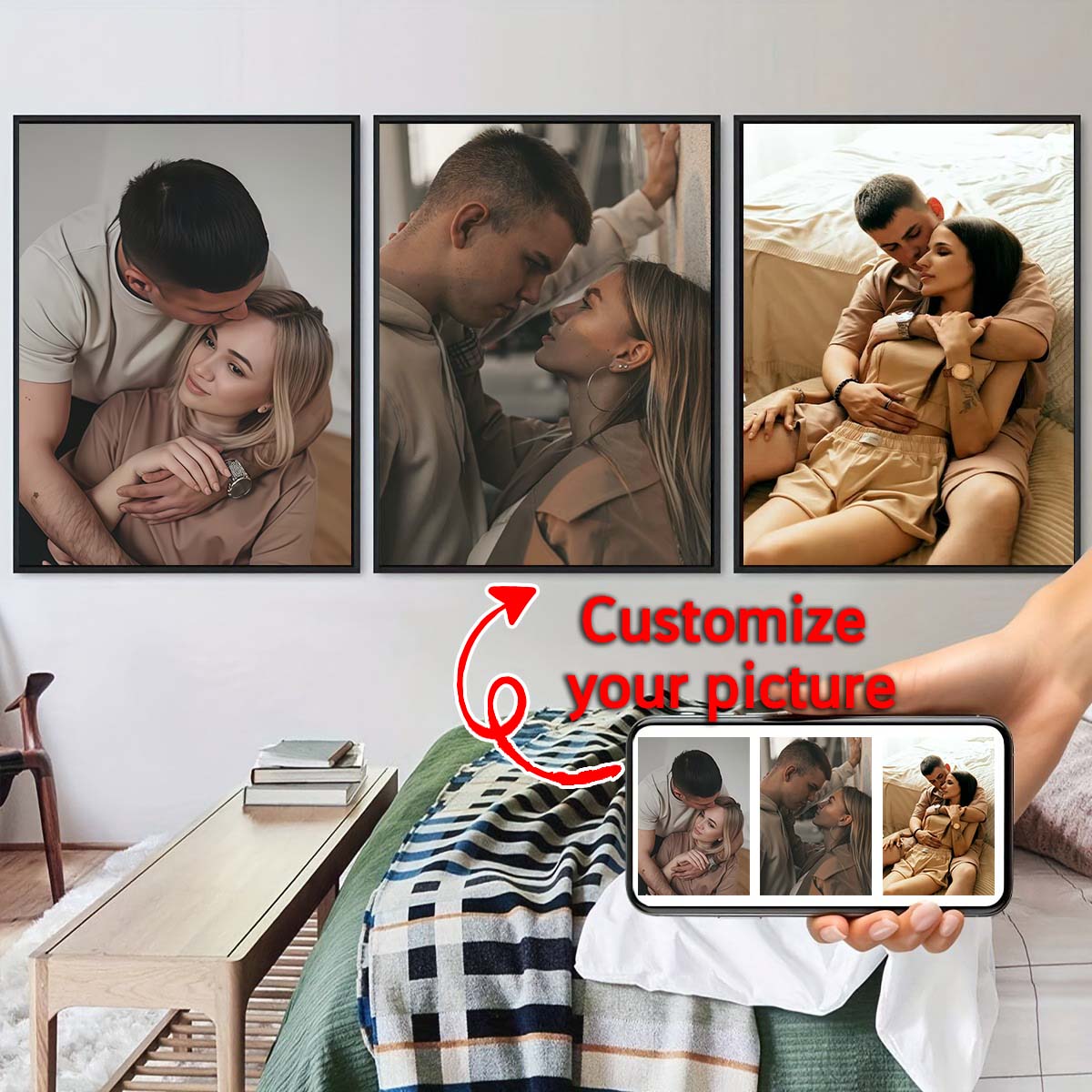 Triptych - Lukisan minyak bing - Engraved Wood Frame ulasan dan harga