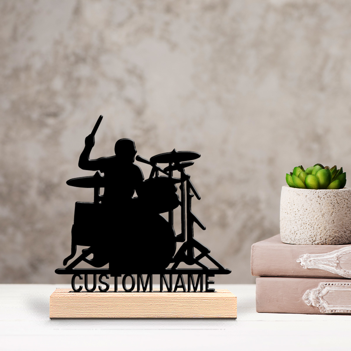 1pc Patung Drummer dan Drum Lo - Engraved Wood Frame ulasan dan harga