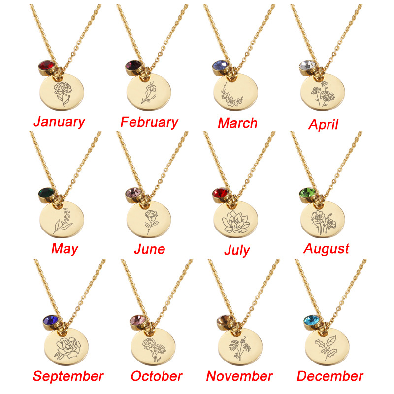 Kalung Batu Kelahiran Kristal  - Birth Flower Necklace ulasan dan harga