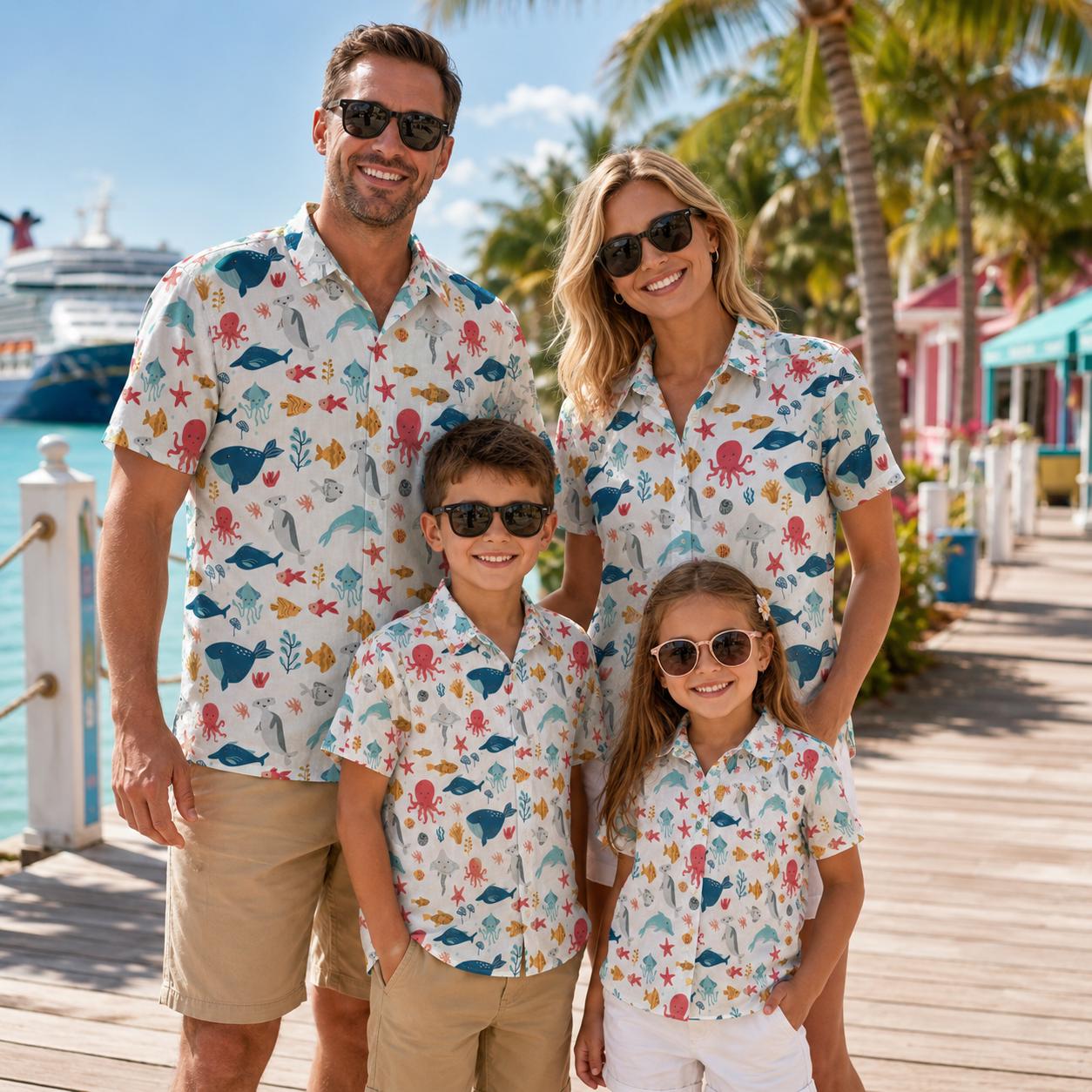Kemeja Anak Hawaii Motif Bunga - Family Tree Print ulasan dan harga