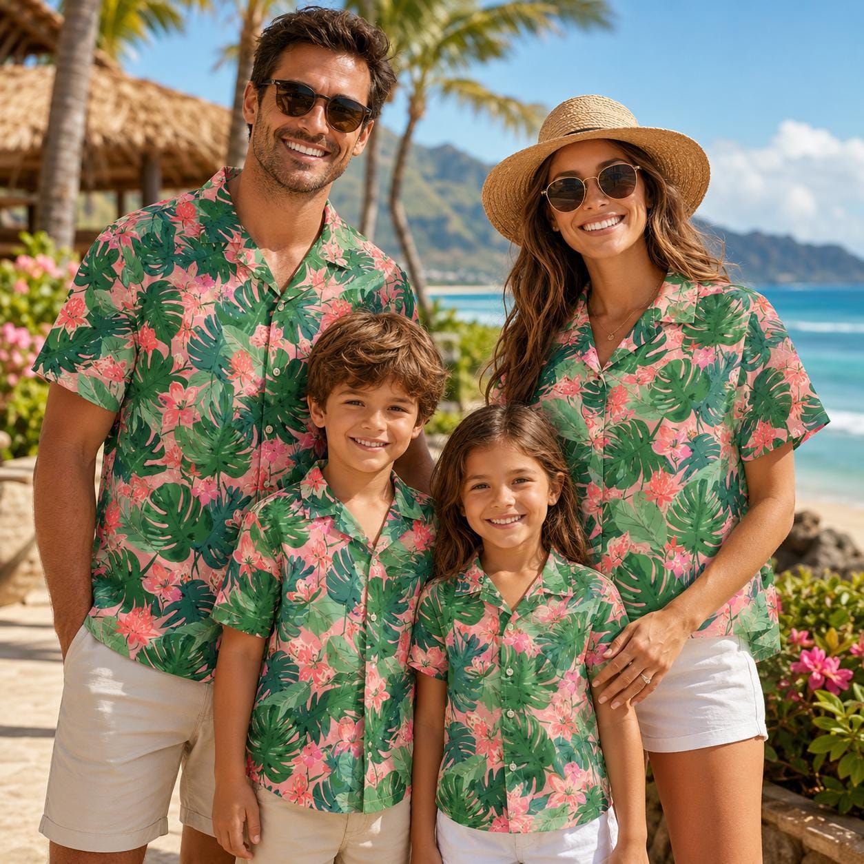 Kemeja Anak Hawaii Motif Bunga - Family Tree Print ulasan dan harga