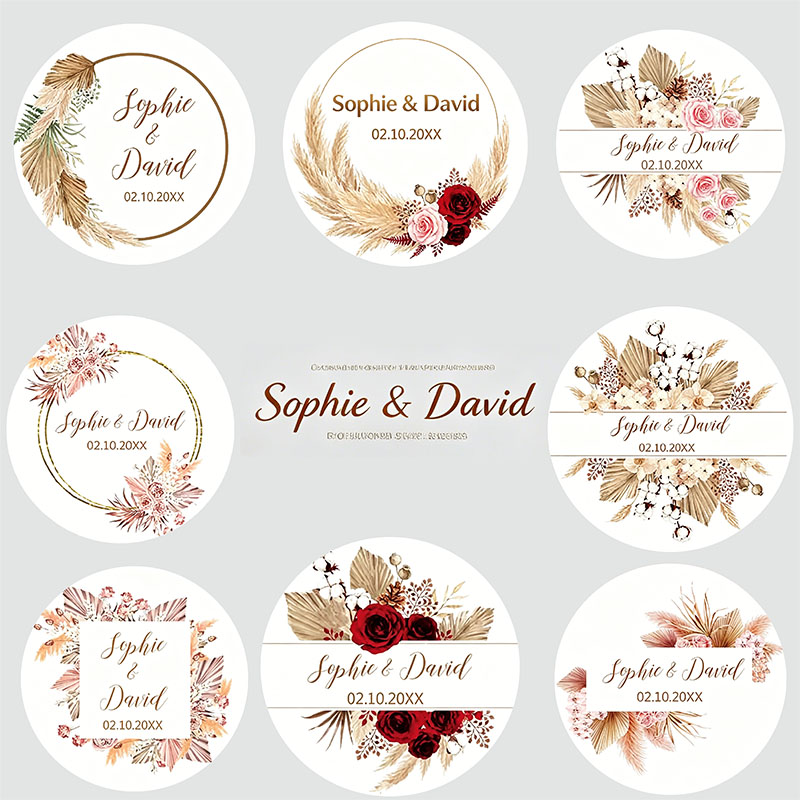 Stiker Pernikahan Kipas Palem  - Personalized Name Box ulasan dan harga