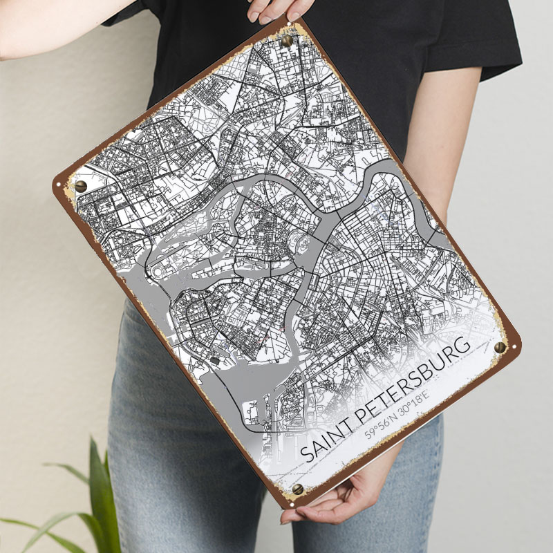 Saint Petersburg Peta Putih Ta - Custom Map Poster ulasan dan harga