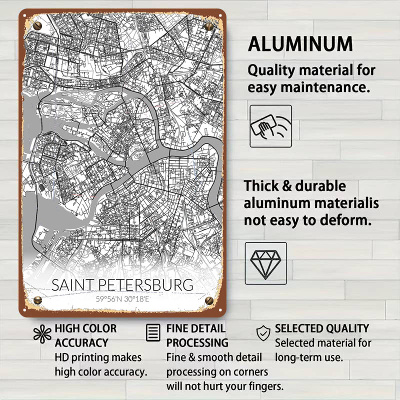 Saint Petersburg Peta Putih Ta - Custom Map Poster ulasan dan harga