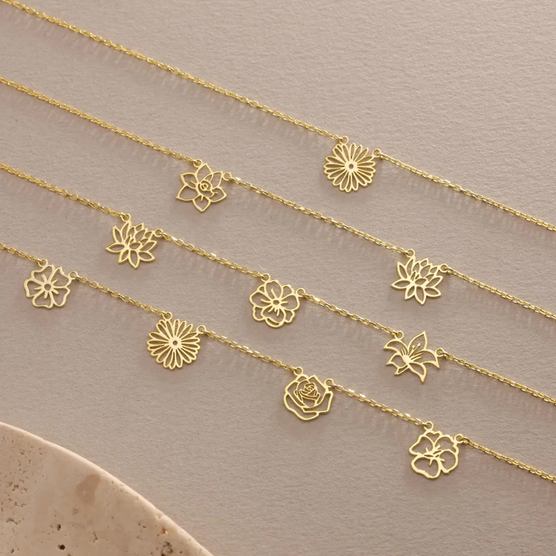 Kalung Bunga Kelahiran Kustom  - Birth Flower Necklace ulasan dan harga