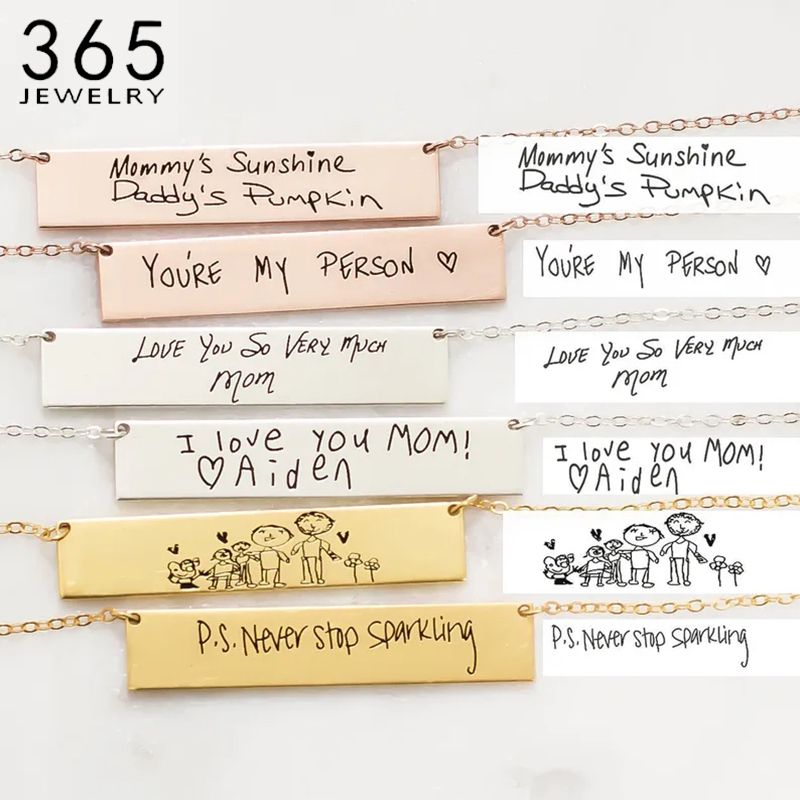 Kalung liontin batang nama tul - Handwriting Necklace Bar ulasan dan harga
