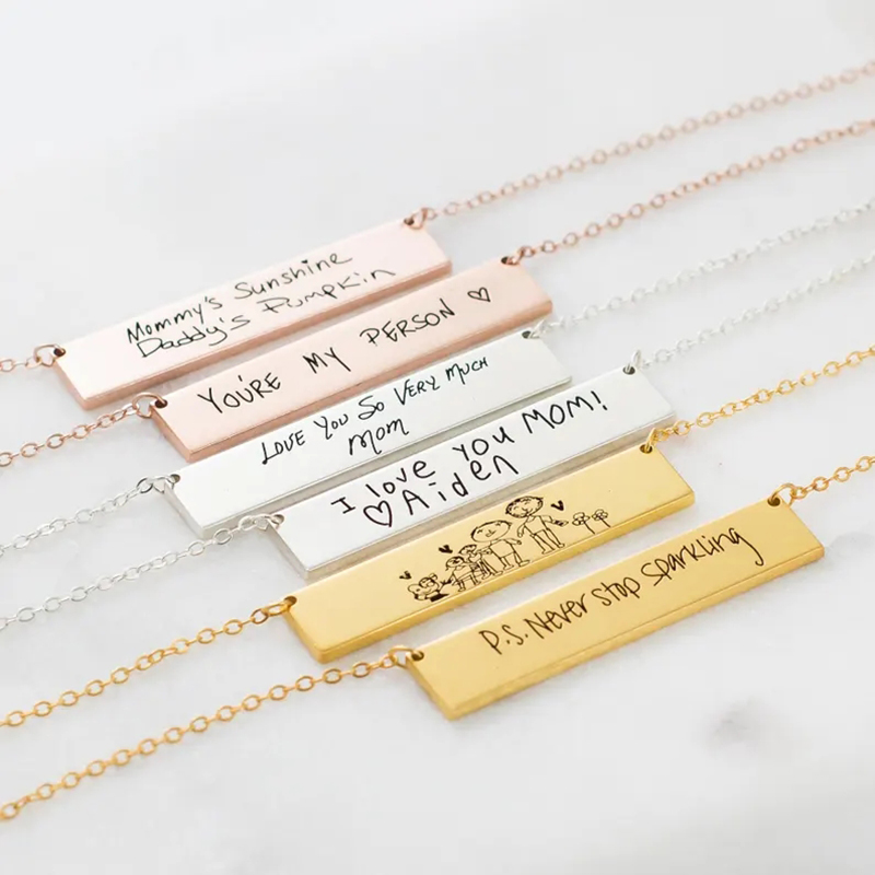 Kalung liontin batang nama tul - Handwriting Necklace Bar ulasan dan harga
