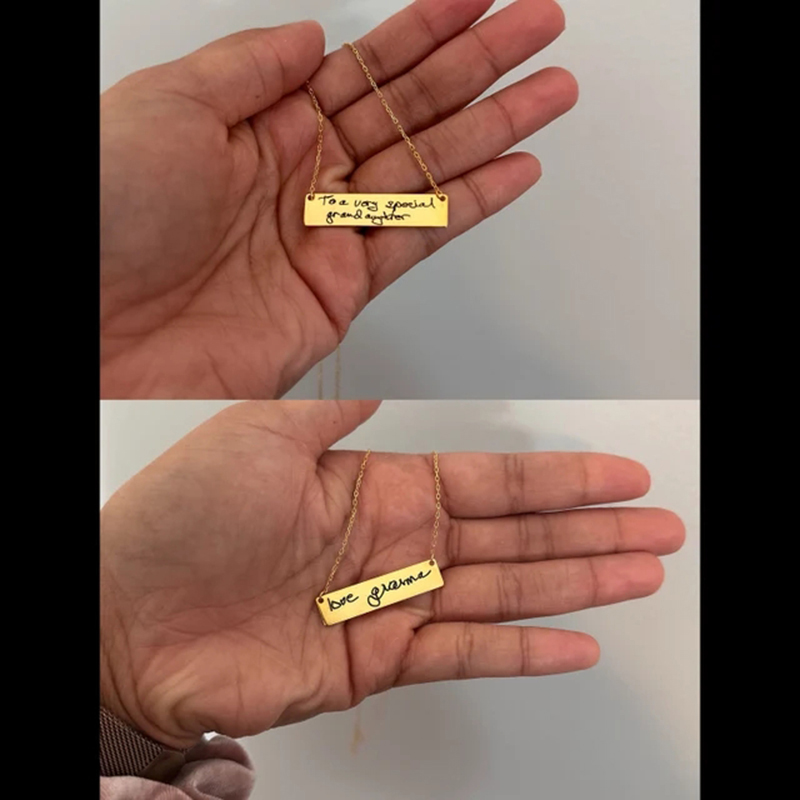 Kalung liontin batang nama tul - Handwriting Necklace Bar ulasan dan harga