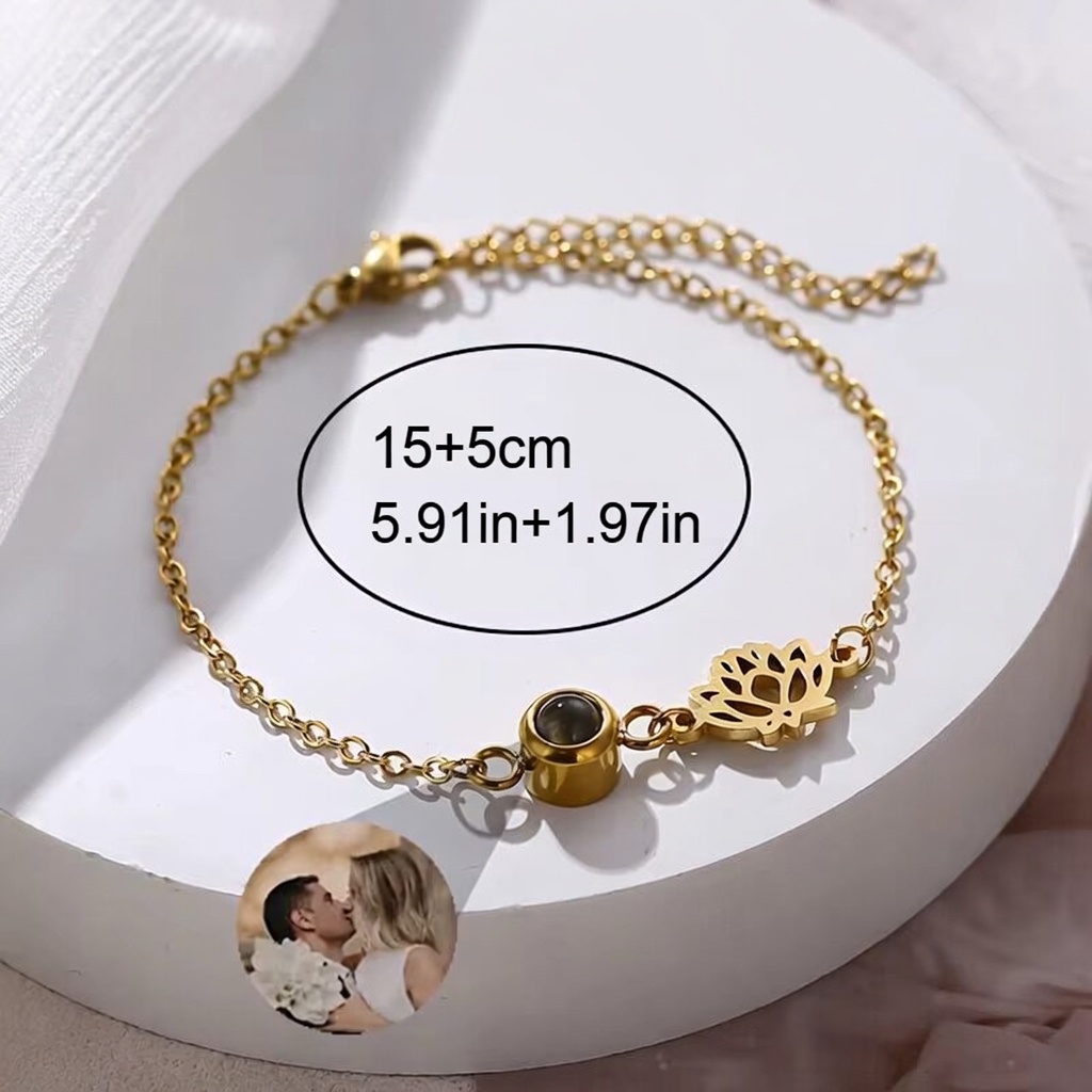 Gelang Foto Custom Rantai Baja - Birth Flower Necklace ulasan dan harga
