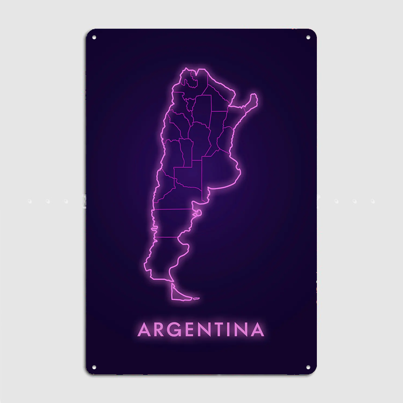 Argentina Neon Map Metal Sign  - Custom Map Poster ulasan dan harga